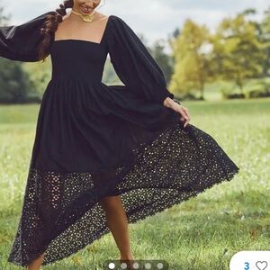 ! Free people Perfect storm midi dress Bohemian black eyelet dress size XS NWOT